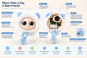 หุ่นยนต์ตุ๊กตา AI แบบโต้ตอบ ของเล่นอิเล็กทรอนิกส์สัตว์นุ่มนิ่มเพื่อความเพลิดเพลินทางอารมณ์ เกมโต้ตอบ สนทนาหลายภาษา ของเล่นเสริมพัฒนาการ - Product Image 2