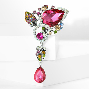 Broche de Flor Moderno y Personalizado con Pedrería Colorida, Aleación Perforada, Chapado en Oro, Joyería de Alta Calidad para Hombres y Mujeres, Fiesta de Compromiso - Product Image 3