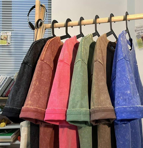 เสื้อยืดลำลองแฟชั่นผู้ชายสไตล์วินเทจแบบฟอกสี มีสินค้าในสต็อก รับออกแบบตามสั่ง พิมพ์โลโก้ ขายส่งแบรนด์ OEM - Product Image 1