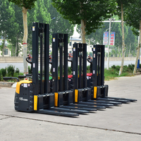 Chariot élévateur transpalette électrique 1 tonne avec fourches de 1220 mm, batterie au plomb, déplaceur latéral pour manutention en entrepôt