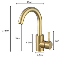 Robinet de cuisine en acier inoxydable Weihao, robinet de cuisine rotatif chaud et froid, finition or brossé