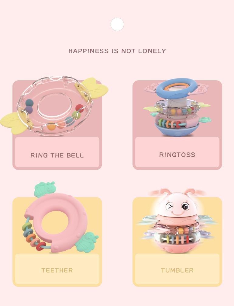 2021 Hot selling educational teether rattle musical light roly poly stacking up cute tumbler baby toy