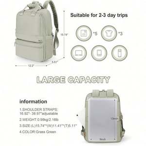 Mochila Negra Personalizada de Gran Capacidad con Carga USB, Bolsa de Almacenamiento para Zapatos de Viaje, Mochila Duradera para Computadora Portátil de Negocios - Product Image 5