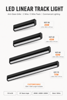 Système d'éclairage sur rail LED linéaire en aluminium 2/3 fils AC85-265V, éclairage encastré au plafond, angle de faisceau de 35 degrés, garantie de 3 ans