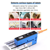 Sensor Ultrasonik DOMENZI GLU3-SLNP-V5 untuk Semua Deteksi Label NPN PNP 10-30V DC Sensor Universal untuk Mesin Pelabel Kecepatan Tinggi