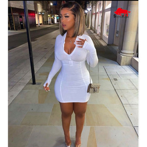 Abiti <span class=keywords><strong>estivi</strong></span> personalizzati a maniche lunghe in autunno estivo all'ingrosso gonne Sexy Club One Piece ragazze abbigliamento donna abiti aderenti Casual - Product Image 3