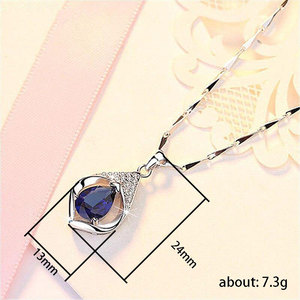 Collana con ciondolo a forma di angelo in zircone blu reale per donna, gioiello alla moda con catena a clavicola, idea regalo - Product Image 5