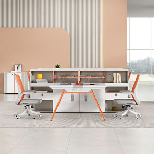 Современный административный модульный офисный стол с высоким боковым шкафом, модный финансовый стол в деревянном столе для сотрудников - Product Image 3