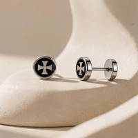 Pendientes de Acero Quirúrgico 316L con Símbolo Om Espiritual, Disco Redondo, Cruz Gótica, Yoga, Zen, para Piercing de Tragus y Hélix