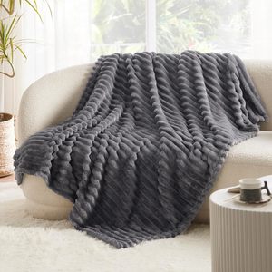 Couverture en flanelle chaude et sherpa très populaire pour chambre à coucher, couverture lestée décorative bleue en flanelle chaude pour l'hiver - Product Image 2