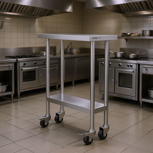 Mesa de Trabajo de Acero Inoxidable Vevor de 30 x 12 Pulgadas con Altura Ajustable y 4 Ruedas para Cocina Comercial - Product Image 2