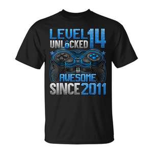 Camiseta desbloqueada de nivel 14 para niño de 14 años, genial desde 2011, regalo para jugadores - Product Image 1