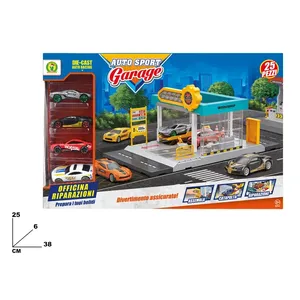 Set de Juguetes de Metal Fundido a Presión Auto Sport Garage, 25 Piezas, Taller con Autos para Niños, Escala 1:64, de Arrastre - Product Image 3