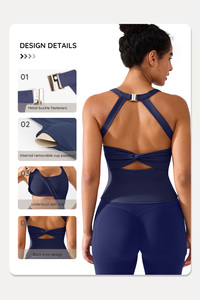 Vractivewholesale Breathable Eco-Friendly Halter Buckle <strong>Tank</strong> <strong>Top</strong> with Bra for Low for Yoga Sports Fitness <strong>Women</strong> - Product Image 3