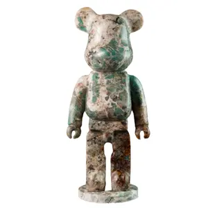 Stonekocc 브랜드 D16xH30cm 폭력적인 곰 아마존 녹색 뿌리 대리석 돌 장식품 세로 가정 장식
