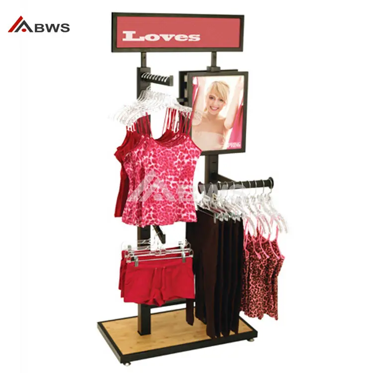 Branded Women Clothing Shop 2-Way Underwear Display Stand Wholesale Wooden Lady Lingerie Display