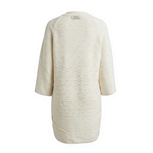 Vestido de Suéter de Lana Texturizada Blanca para Mujer, Cuello Alto, Manga Tres Cuartos, Midi, Informal, Tejido, de la Marca Prime Vista Exports - Product Image 3