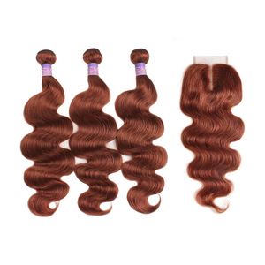 Kemy <span class=keywords><strong>Capelli</strong></span> Vergini Remy Colorati 33 Rame, Fasci 4x4 Ondulati Rossi, <span class=keywords><strong>Capelli</strong></span> Umani Brasiliani 8-26 Pollici, Tessitura a Doppia Trama - Product Image 2