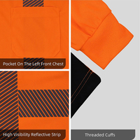 OSHA Type R Classe 3 Haute Visibilité Réfléchissant Sécurité Manches Longues Travaux de Construction Hi Vis t-shirts Uniforme Hi-vis T-shirt Gris