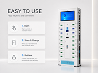 Station de recharge électronique à 10 baies avec casier sécurisé, structure assemblée, fonction de paiement par carte de crédit, certifiée CE, résistante à la rouille