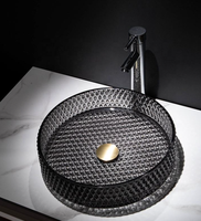 Lavabo de salle de bain rectangulaire moderne en céramique avec design élégant en diamant, à poser sur le comptoir, avec drain, pour usage hôtelier