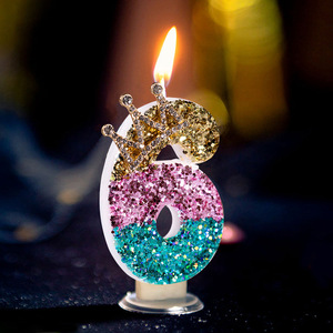 <span class=keywords><strong>Bougie</strong></span> d'<span class=keywords><strong>anniversaire</strong></span> sans fumée, bâtonnet numérique à paillettes colorées, étincelles roses 0-9, décoration de gâteau tendance pour célébrités Instagram, fête de bébé - Product Image 3