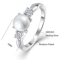 Bague personnalisée OEM de luxe simple avec charme en perle, bague tendance pour femme, bijoux coréens, bague en argent sterling 925