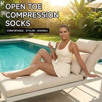 Chaussettes de compression à bout ouvert couleur chair, soutien gradué, kaki, sans orteils, hauteur genou, pour femmes et hommes, vente en gros
