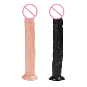 Бесплатный образец продукта 13,39 дюйма большой реалистичный фаллоимитатор мягкий черный и телесный большой пенис фаллоимитатор секс-игрушки для женщин