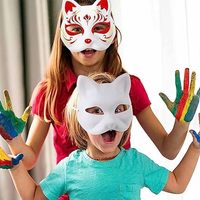 Papier blanc pâte renard masque peinture à la main bricolage enfants peint à la main blanc chat visage peinture Pékin Opéra masque