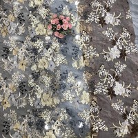 Vente directe usine – Tissu en dentelle vintage brodée lourde en tricot de tulle pour rideaux de filles – 100 % acrylique