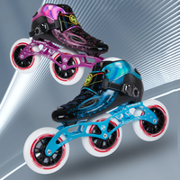EACHkids Chaussures de patin à roulettes professionnelles à 3 roues en ligne en fibre de carbone pour enfants Taille pour adolescents Cadre en aluminium Roues en alliage PU