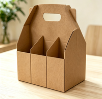 Boîte de transport pliable auto-érectrice en papier kraft biodégradable et écologique pour 6 bouteilles de vin ou de bière, avec poignée, fabriquée à partir de matériaux recyclés