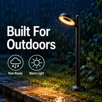 Lampe de jardin LED contemporaine à anneau unique, 12W, lumière chaude, compatible basse tension, base ronde, tube en aluminium