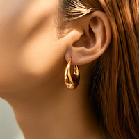 Pendientes de Aro de Acero Inoxidable con Baño de Oro PVD de 18K, Hipoalergénicos, Resistentes al Agua, Joyería de Moda para Mujer, Precio de Fábrica