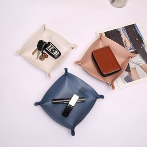 Custom Nordic Style Leather Storage Tray Desktop Organizer for Key Jewelry Cosmetic Storage Box <b>Folding</b> Organizer Decoration - Product Image 4