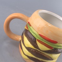 Taza de cerámica de gran capacidad estilo influencer, diseño creativo y moderno, con forma de hamburguesa, linda y peculiar, para desayuno, sin tapa, ideal para viajes.