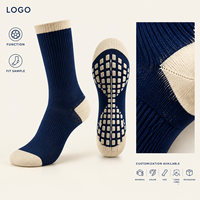 Chaussettes de football à semelle antidérapante, semelle zonée, couleur marine écru, ajustement pour bottes, en Spandex et Nylon, avec embout renforcé, logo personnalisé