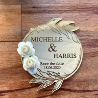 Décor de mariage PMMA brillant, étiquette décorative, en miroir et papillon doré, pour cadeau aux invités, fête de naissance et cadeau de bébé, 1 pièce