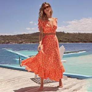 2022 de moda de mujer de gasa de Maxi vestido Vestidos de las mujeres de verano elegante Casual Hawaianos Vestidos túnica es de