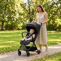 Poussette bébé compacte et légère en aluminium Brightbebe, pliable d'une seule main, avec siège inclinable pour avion