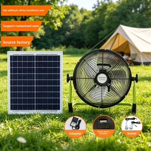 Solar Camping Floor <b>Fan</b> <b>With</b> Brushless Motor <b>Remote</b> <b>Control</b> Multi-Level Adjustment 12-16" Blade Diameter Solar Power Runs on Sol - Product Image 1