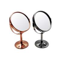 Miroir de maquillage rose doré à grossissement aimantée, petit accessoire de Table ronde, pour bureau, pour se poser sur les tiroirs, pour le maquillage et les cosmétiques