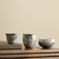Tasse à thé en céramique imitation Song Ru Kiln Xiangyun Ruitu, tasse du maître, tasse de dégustation, ensemble de thé pour la maison