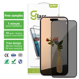 Aurey Datenschutz 2.5d Handy 9H Bildschirmschutzfolie Großhandel gehärtetes Glas Datenschutzschirm für iPhone 15 14 promax
