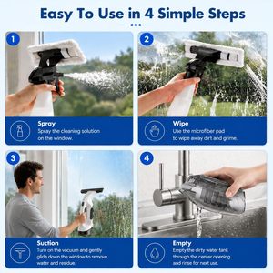 Nettoyeur de vitres électrique télescopique portable avec aspiration puissante - Product Image 5