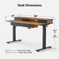 Bureau électrique réglable en hauteur Offre Spéciale, table d'ordinateur avec 4 tiroirs, bureau d'étude de chambre pour enfant, marron