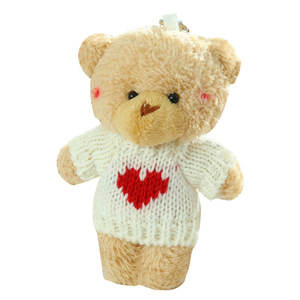 Porte-clés en peluche ours en <span class=keywords><strong>maille</strong></span> douce, adorable, avec sac en filet, cadeau pour sac à dos, ornements suspendus, petit cadeau - Product Image 5