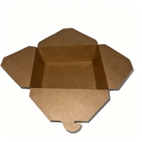 Biologisch abbaubare braune Kraftpapierbox mit individuellem Logo, lebensmittelechte Einwegverpackung für Restaurants zum Mitnehmen