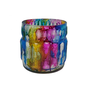 Luxury Decorative Simple Colored Round Cylinder Custom Marbleized High-Quality Hand-crafted Christmas <b>Candle</b> <b>Glass</b> <b>Jar</b> Wholesale - Product Image 1